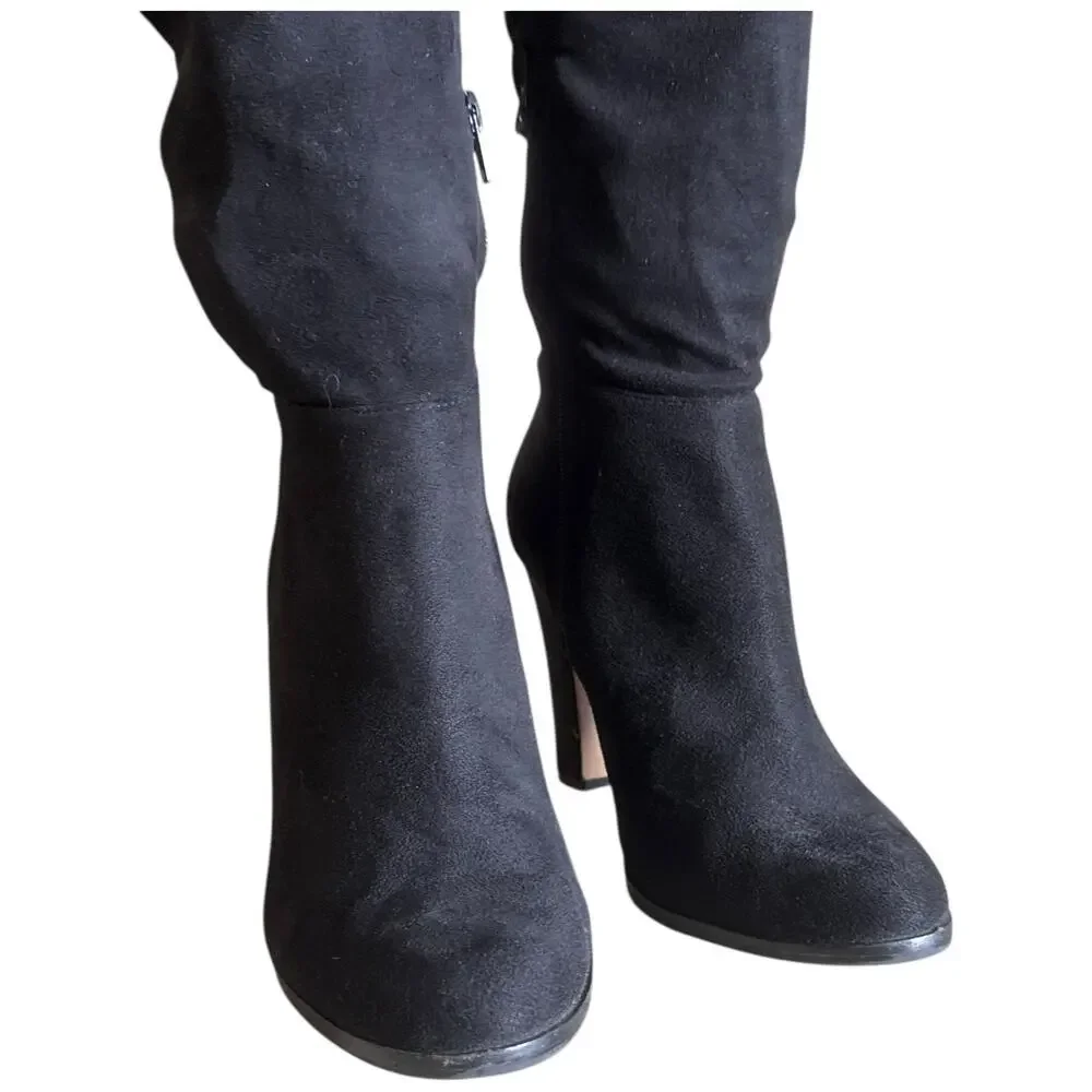 Sam Edelman Kayla Women’s Boots Black Suede Over the Knee Heel Side Zip Size 9